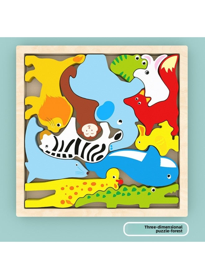 Children's Wooden Three-dimensional Puzzle Tetris Three-dimensional Animal Puzzle Puzzle Puzzle Building Block Toys Custom-Color:dn-animal Building Blocks - Image 5